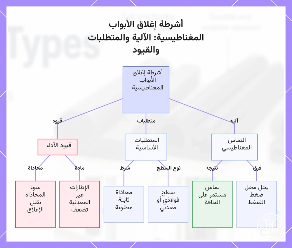 أشرطة إغلاق الأبواب المغناطيسية: الآلية والمتطلبات والقيود