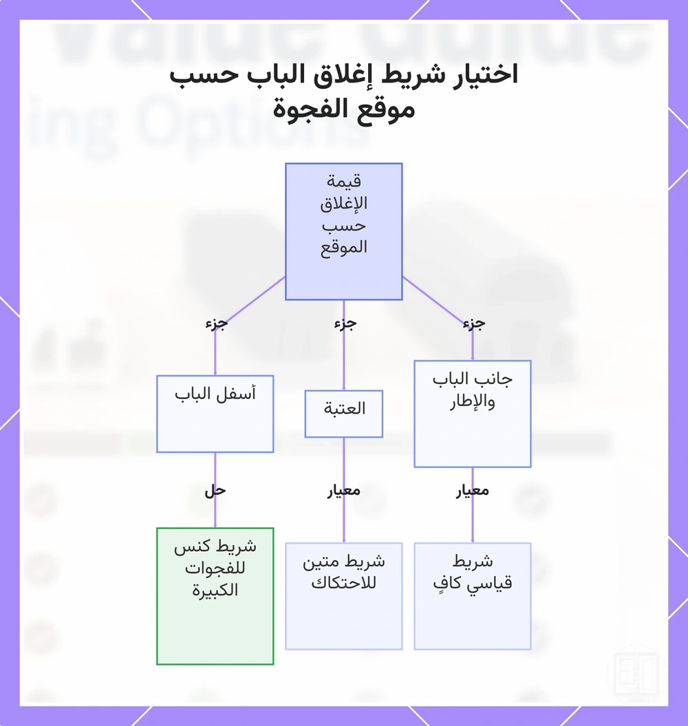 اختيار شريط إغلاق الباب حسب موقع الفجوة