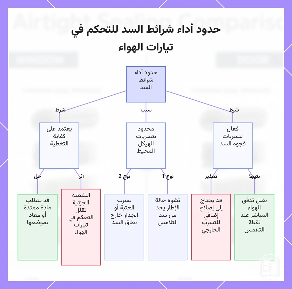 حدود أداء شرائط السد للتحكم في تيارات الهواء
