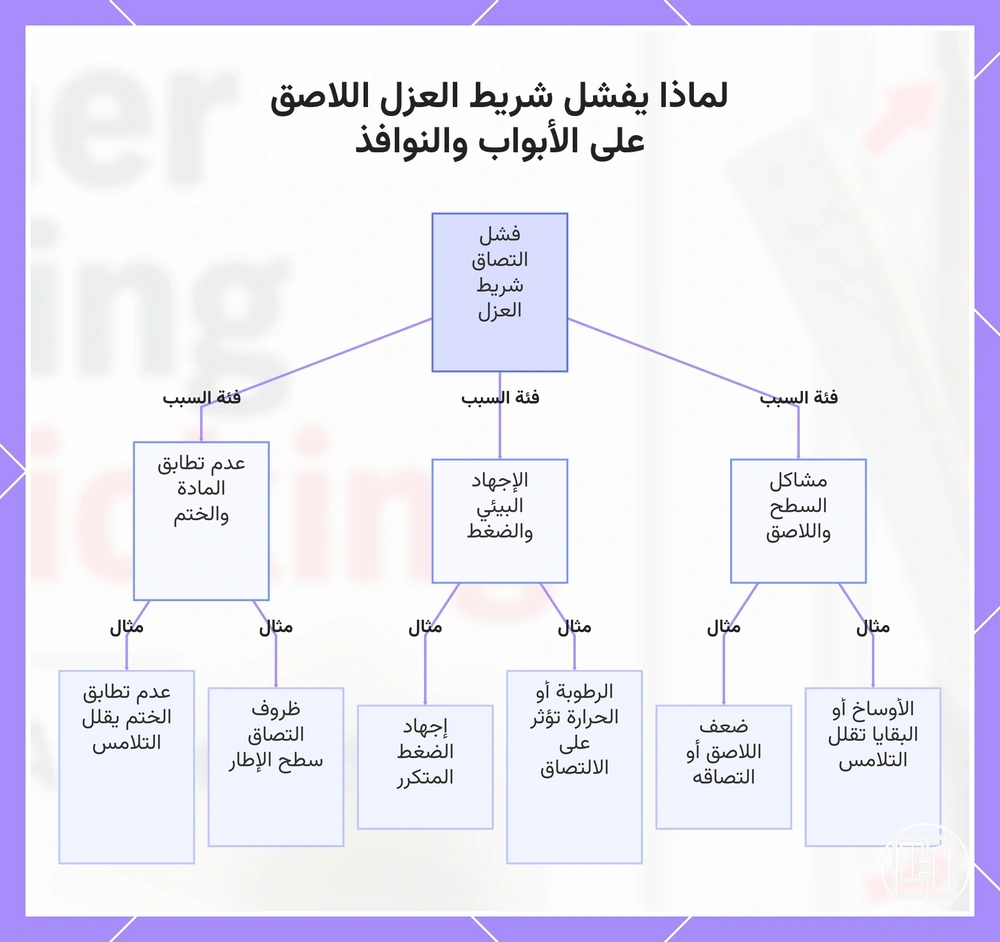 لماذا يفشل شريط العزل اللاصق على الأبواب والنوافذ