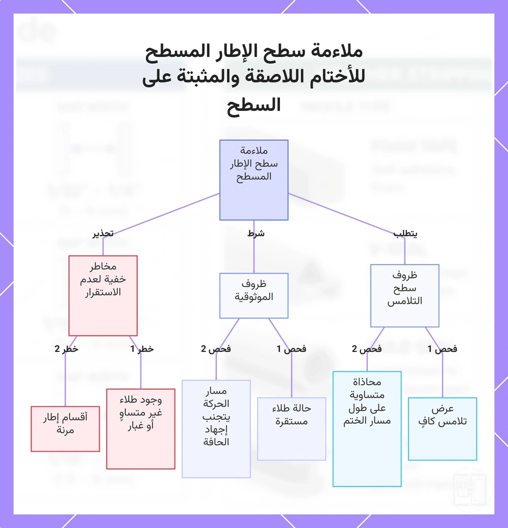 ملاءمة سطح الإطار المسطح للأختام اللاصقة والمثبتة على السطح