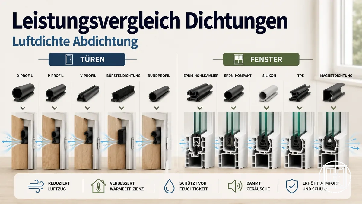 Leistungsvergleich von Fenster- und Türdichtungen für luftdichte Abdichtung und Effizienz