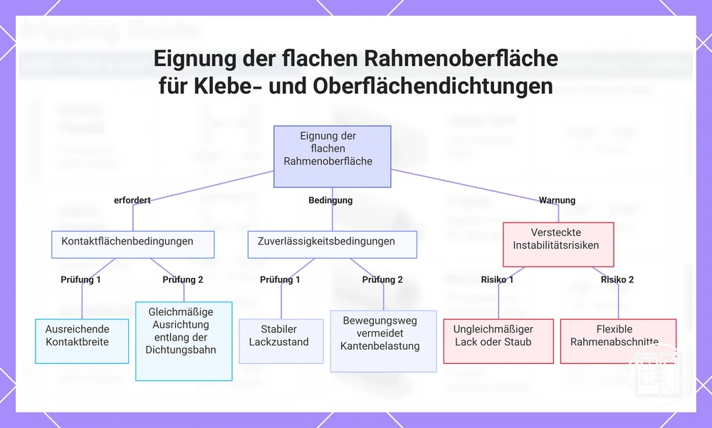 Eignung der flachen Rahmenoberfläche für Klebe- und Oberflächendichtungen