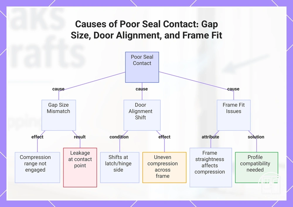 Causes of Poor Seal Contact: Gap Size, Door Alignment, and Frame Fit