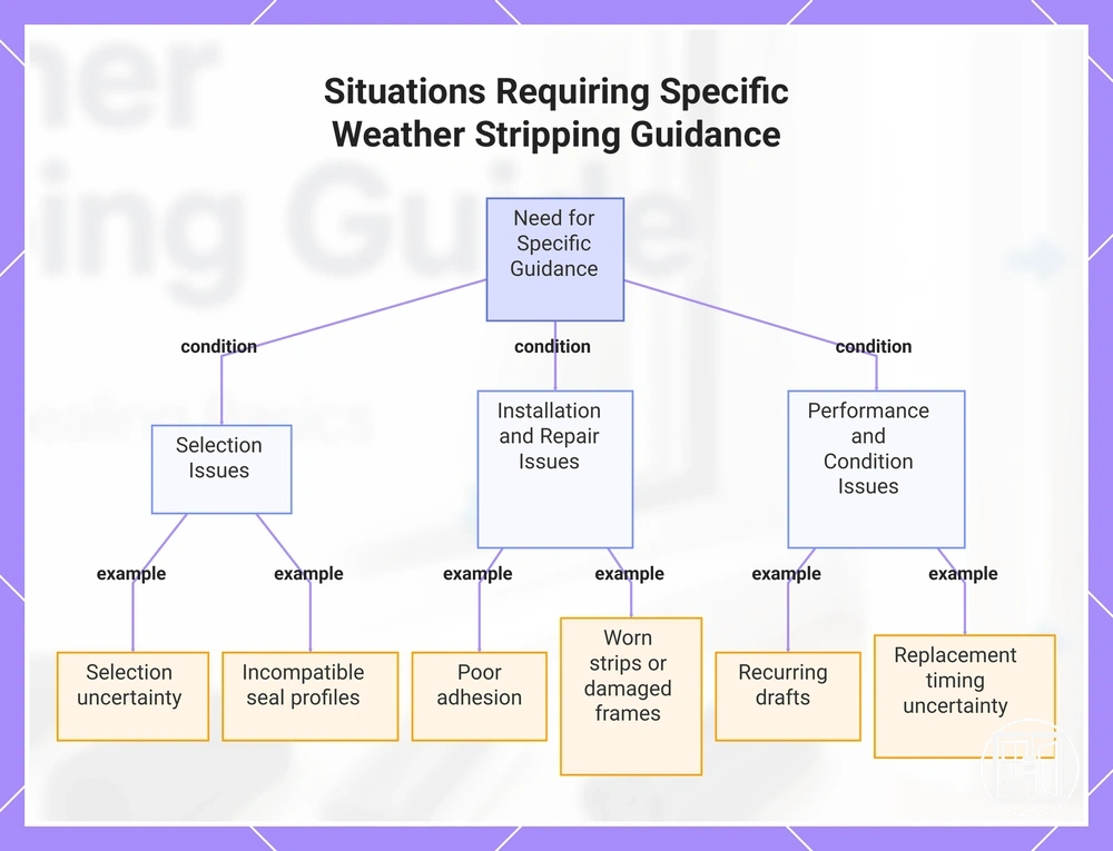 Situations Requiring Specific Weather Stripping Guidance