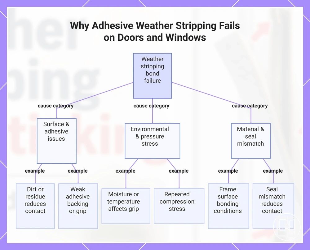 Why Adhesive Weather Stripping Fails on Doors and Windows