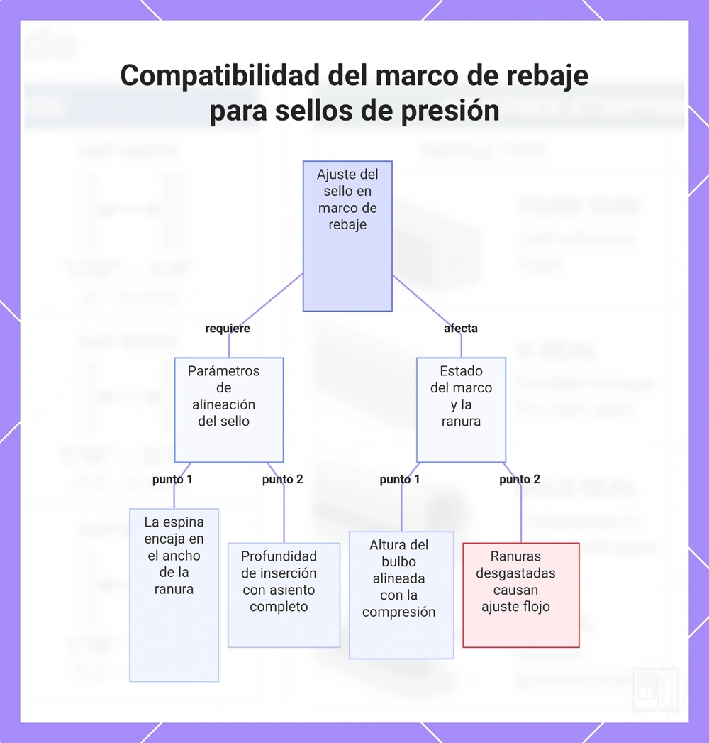 Compatibilidad del marco de rebaje para sellos de presión