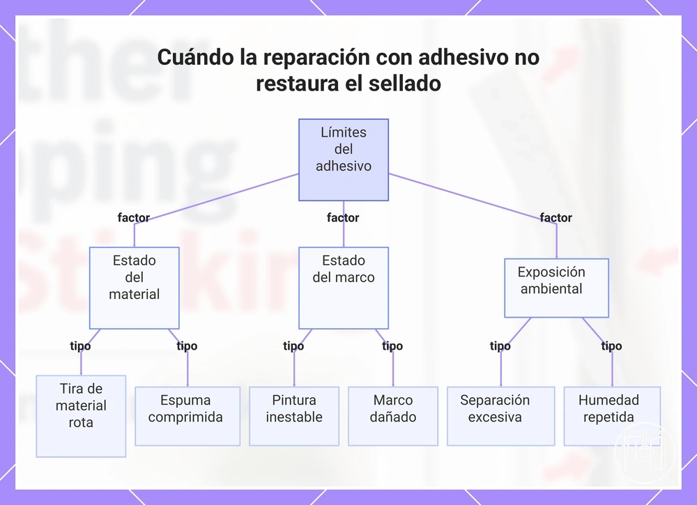 Cuándo la reparación con adhesivo no restaura el sellado