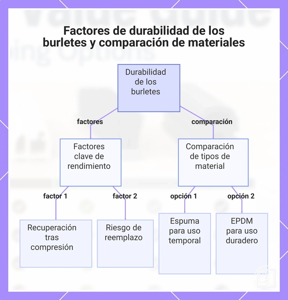 Factores de durabilidad de los burletes y comparación de materiales