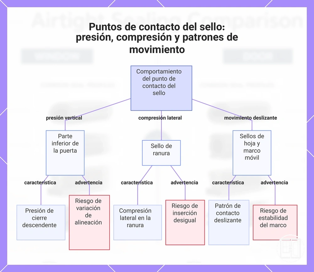 Puntos de contacto del sello: presión, compresión y patrones de movimiento