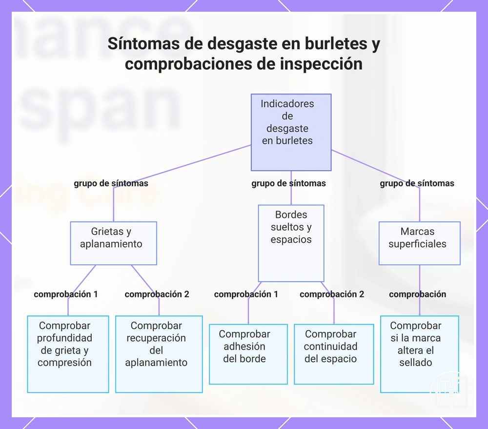 Síntomas de desgaste en burletes y comprobaciones de inspección