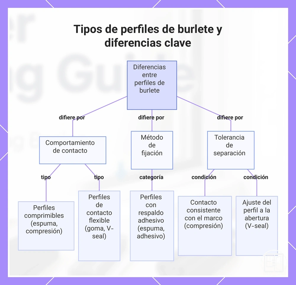 Tipos de perfiles de burlete y diferencias clave