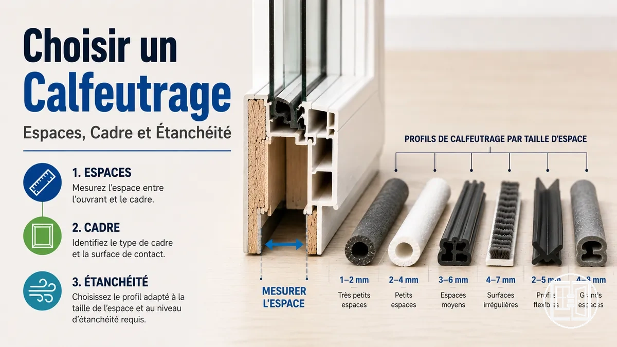 Choix du calfeutrage pour fenêtres et portes selon la taille des espaces et le type de cadre