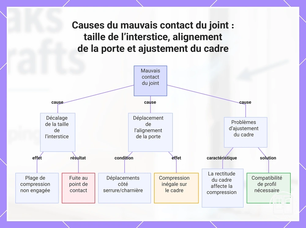 Causes du mauvais contact du joint : taille de l’interstice, alignement de la porte et ajustement du cadre