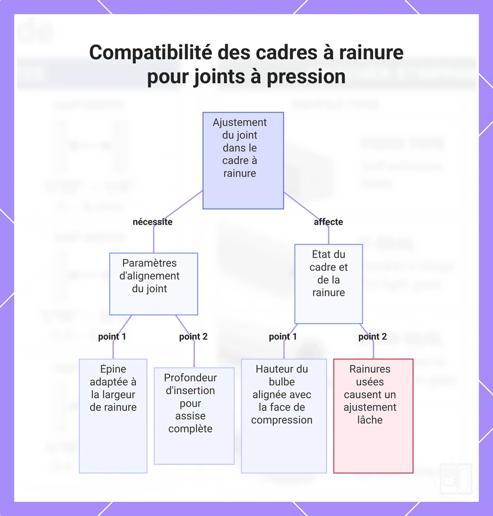 Compatibilité des cadres à rainure pour joints à pression