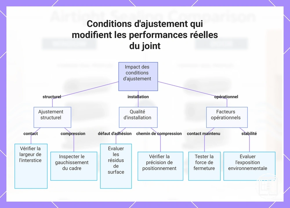 Conditions d'ajustement qui modifient les performances réelles du joint