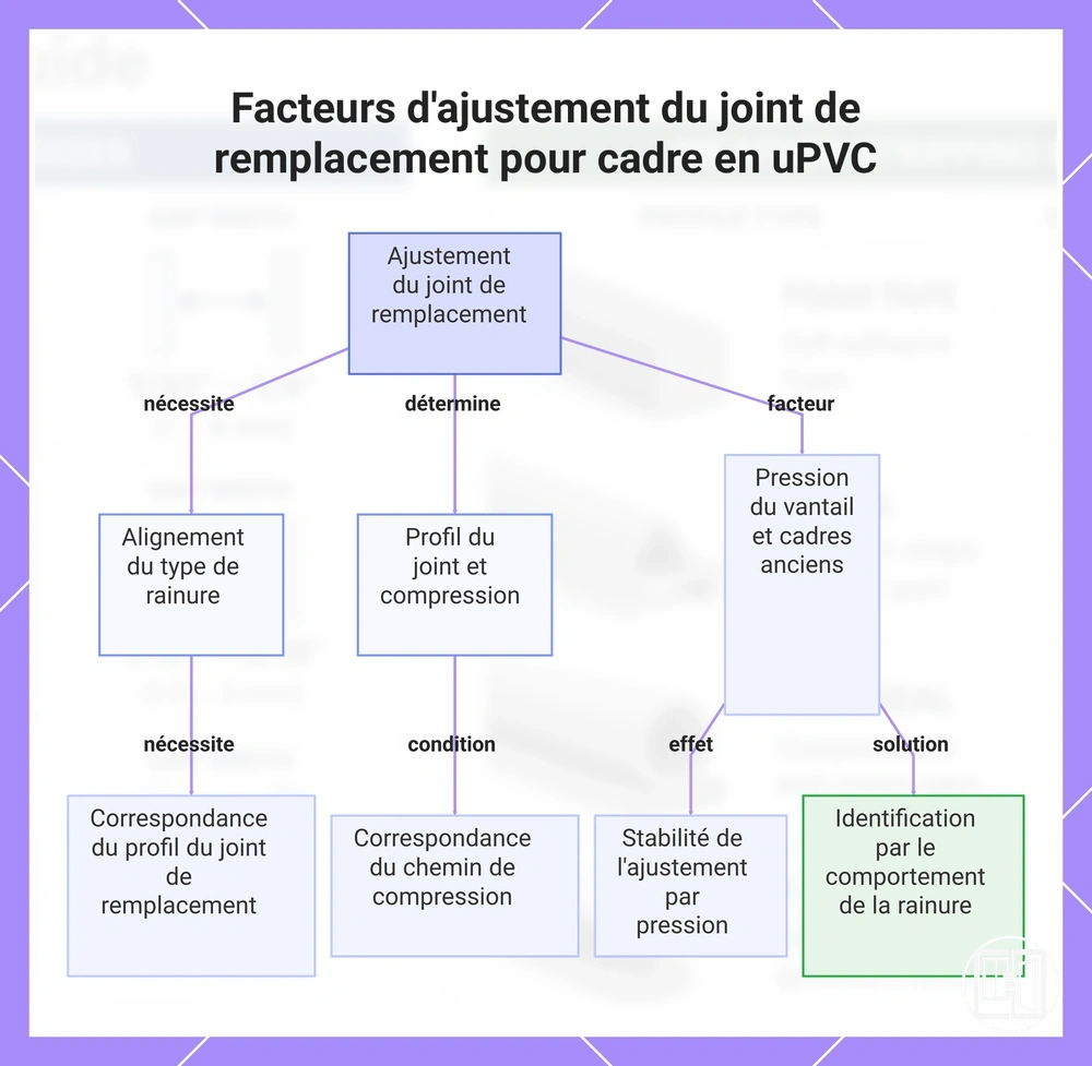 Facteurs d'ajustement du joint de remplacement pour cadre en uPVC