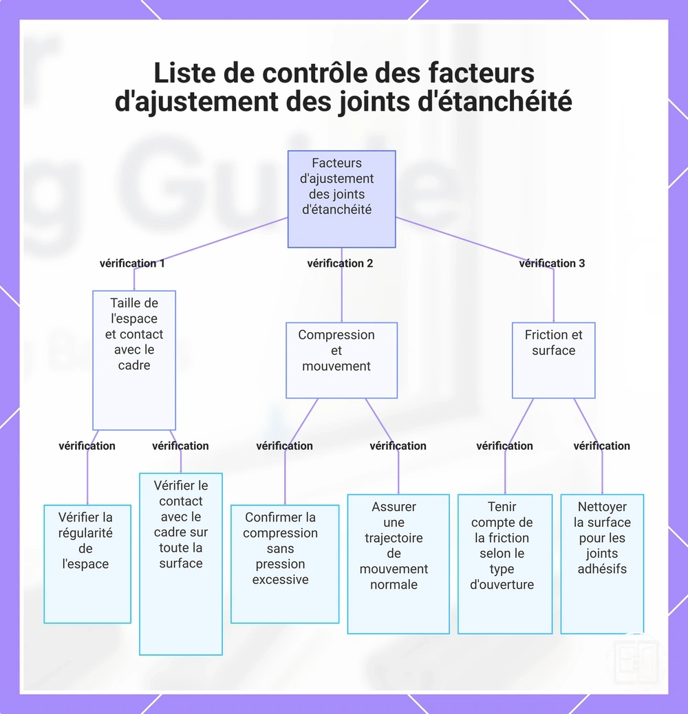 Liste de contrôle des facteurs d'ajustement des joints d'étanchéité