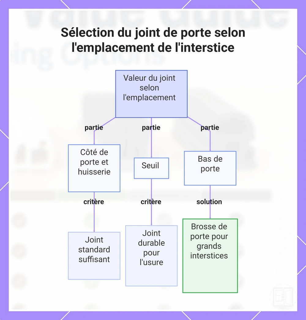 Sélection du joint de porte selon l'emplacement de l'interstice