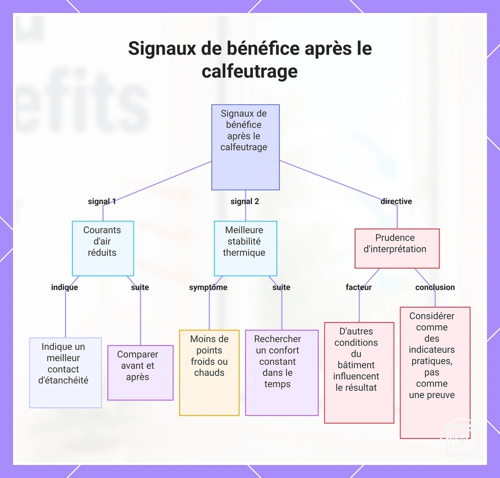 Signaux de bénéfice après le calfeutrage