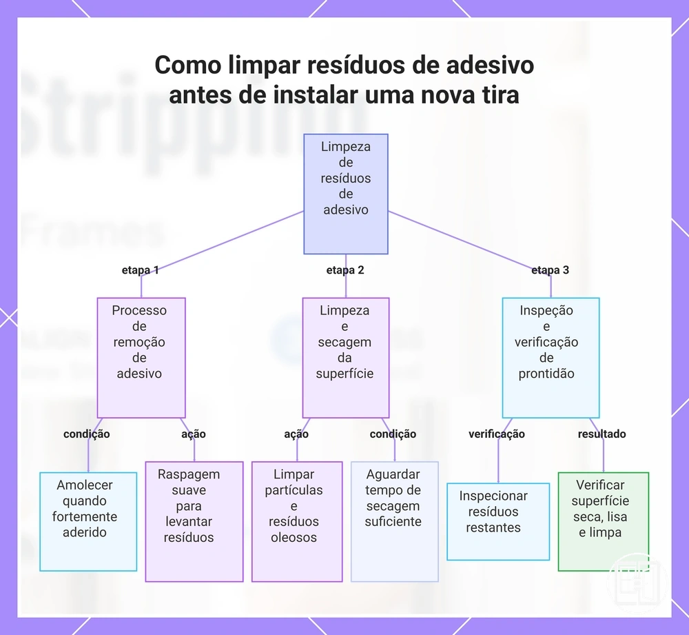 Como limpar resíduos de adesivo antes de instalar uma nova tira