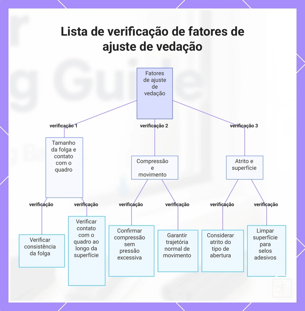 Lista de verificação de fatores de ajuste de vedação
