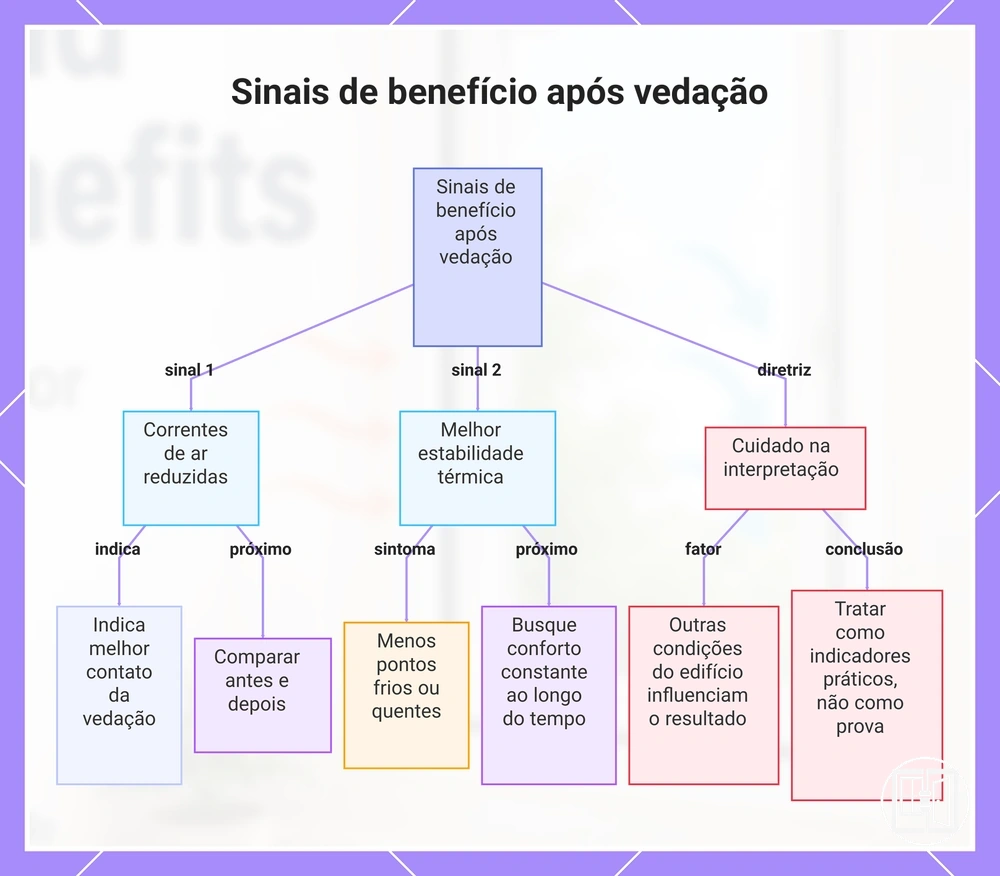 Sinais de benefício após vedação