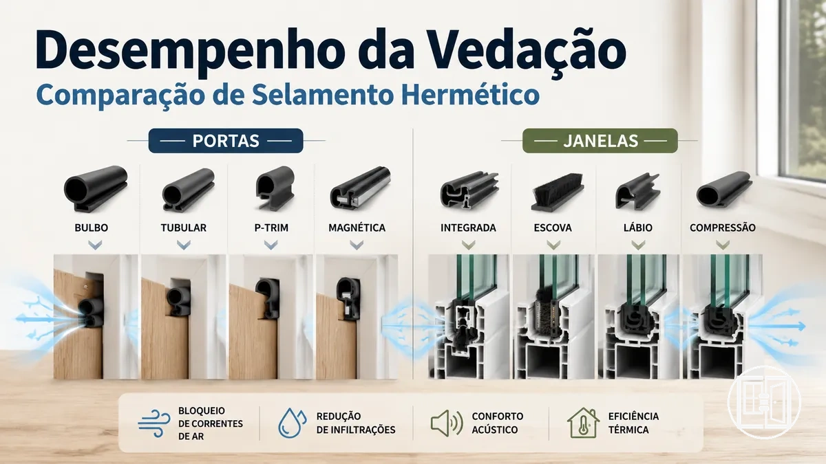 Comparação de desempenho da vedação de portas e janelas para vedação hermética