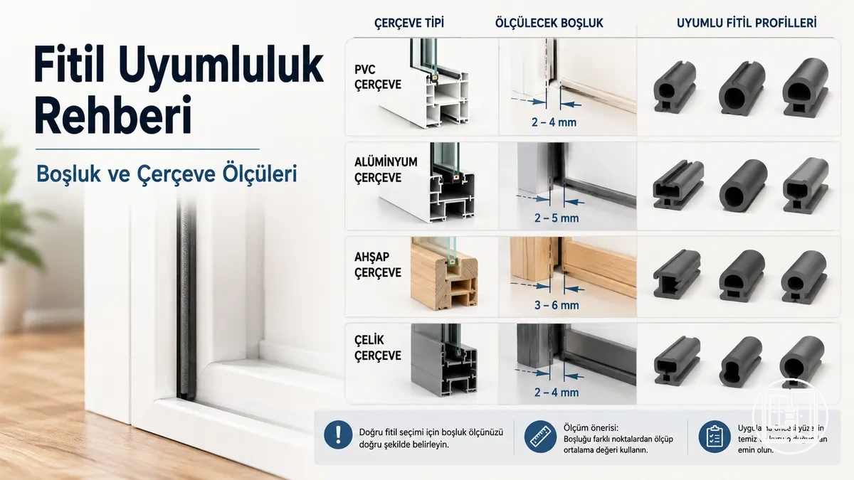 Farklı çerçeve türleri ve boşluk ölçülerine göre hava yalıtım fitili uyumluluğu
